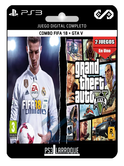 COMBO FIFA 18 + GTA 5 PS3 DIGITAL - Ps3 Larroque