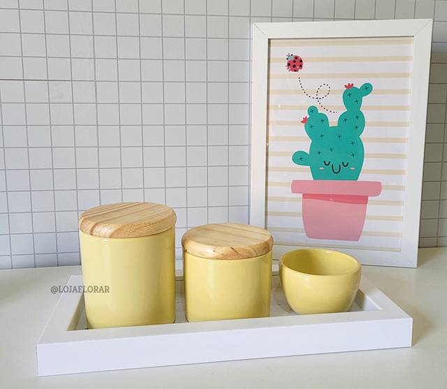 Kit higiene de bebe porcelana amarelo