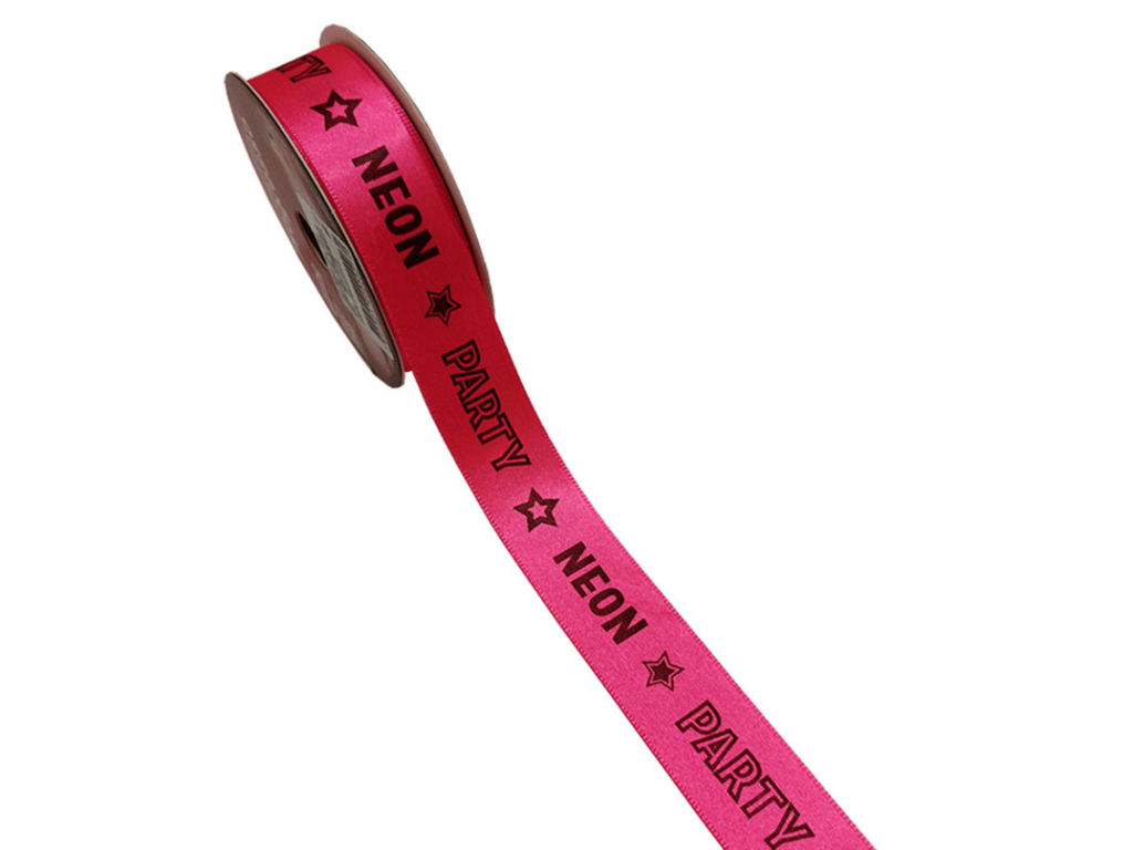 Fita de Cetim Estampada 22mm 10 Metros - Neon Rosa