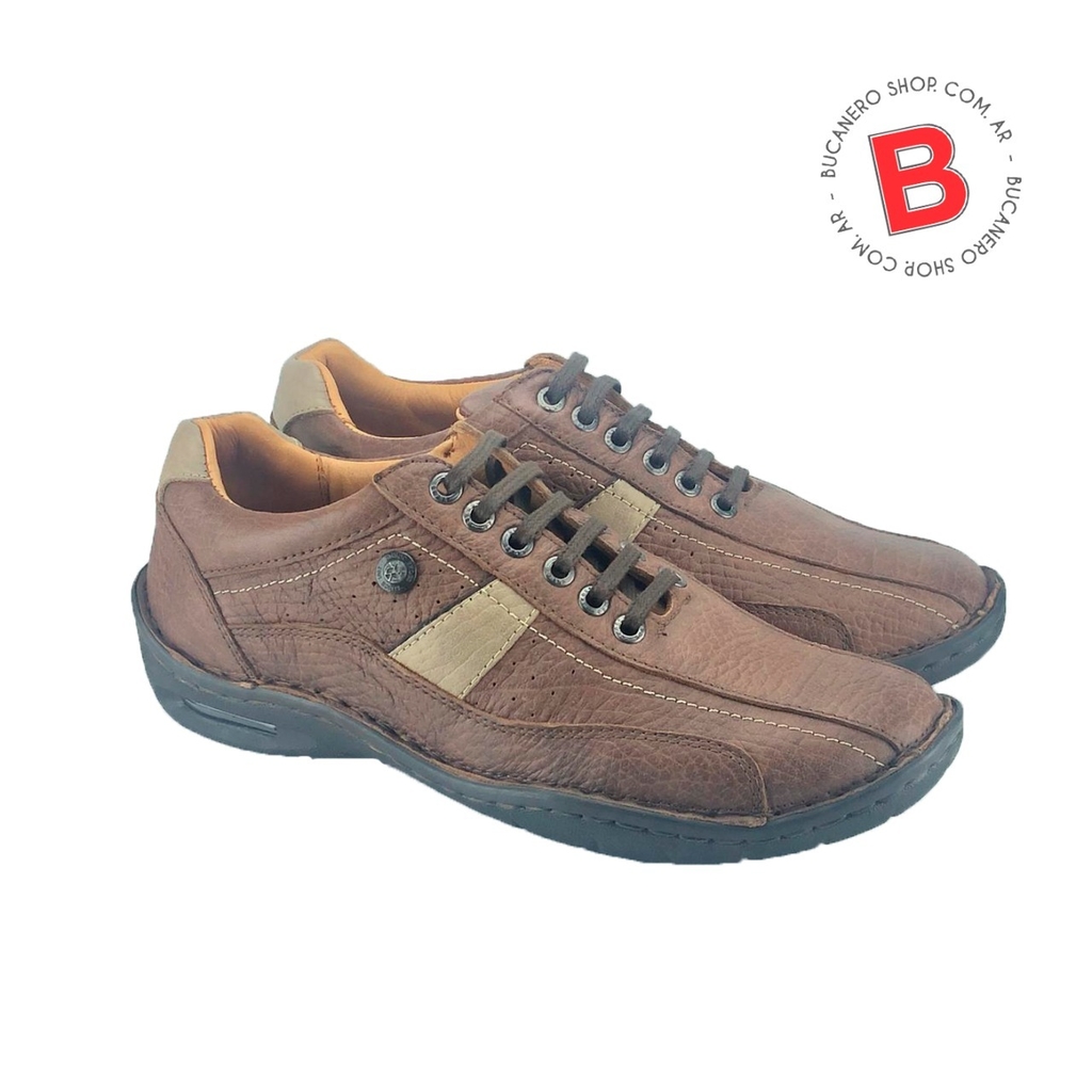 Zapatilla acordonada, Ringo 100% cuero, base de goma.