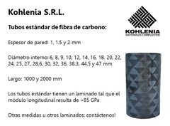Tubo fibra de carbono D08x12 mm x L1000 mm - comprar online