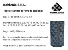 Tubo fibra de carbono D12x15 mm x L2000 mm - comprar online
