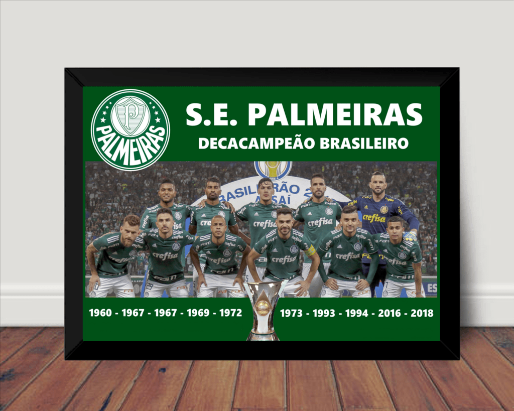 Quadro Palmeiras Campeão Brasileiro 2018 Poster Moldurado