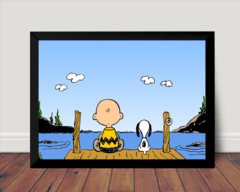 Lindo Quadro Decorativo desenho charlie Brown e Snoopy 42x29cm