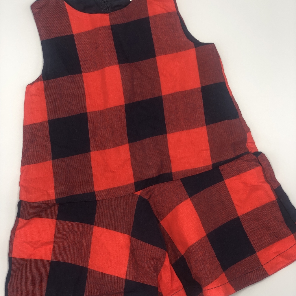 VESTIDO CUADRILLE AZUL Y ROJO 6 A 9 MESES | The Loop Kids Restore