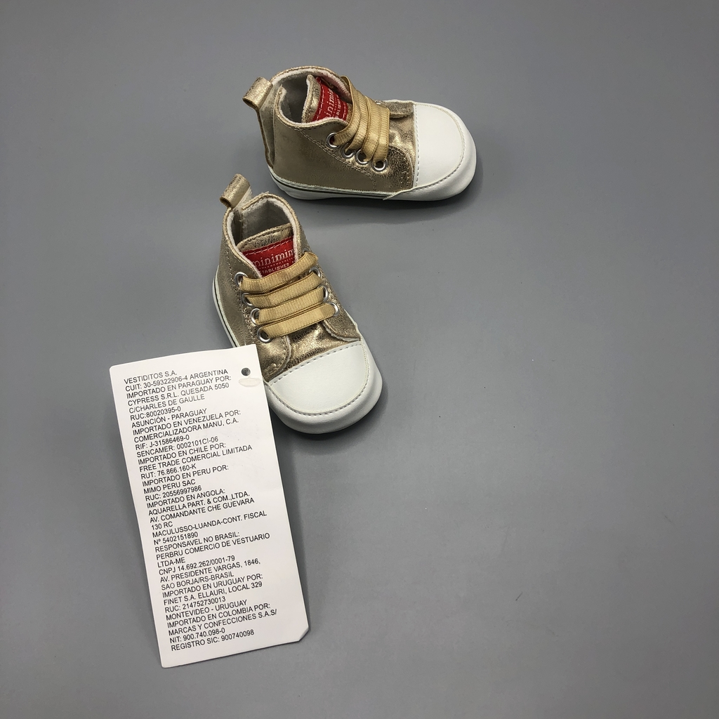 Zapatillas NUEVAS Minimimo Talle 17 AR (10cm suela) doradas - no caminante