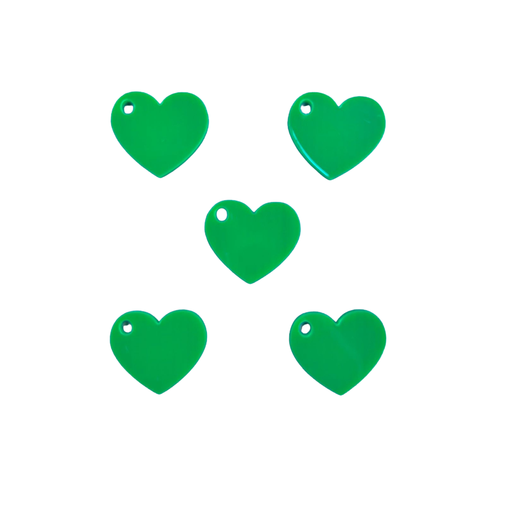 Pingente Coração Verde 2,0 x 1,8 cm - 5 Unidades