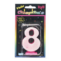 VELA NÚMERO 8 BLANCA Y ROSA