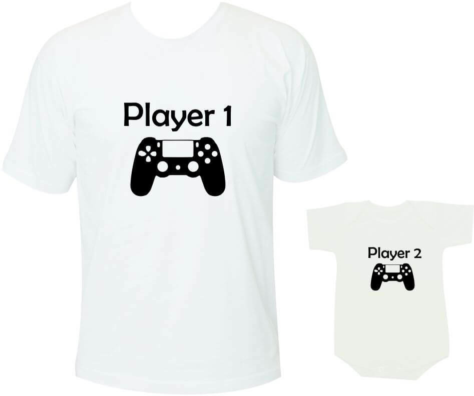 Camisetas Tal pai tal filho Player 1 / Player 2 PS4