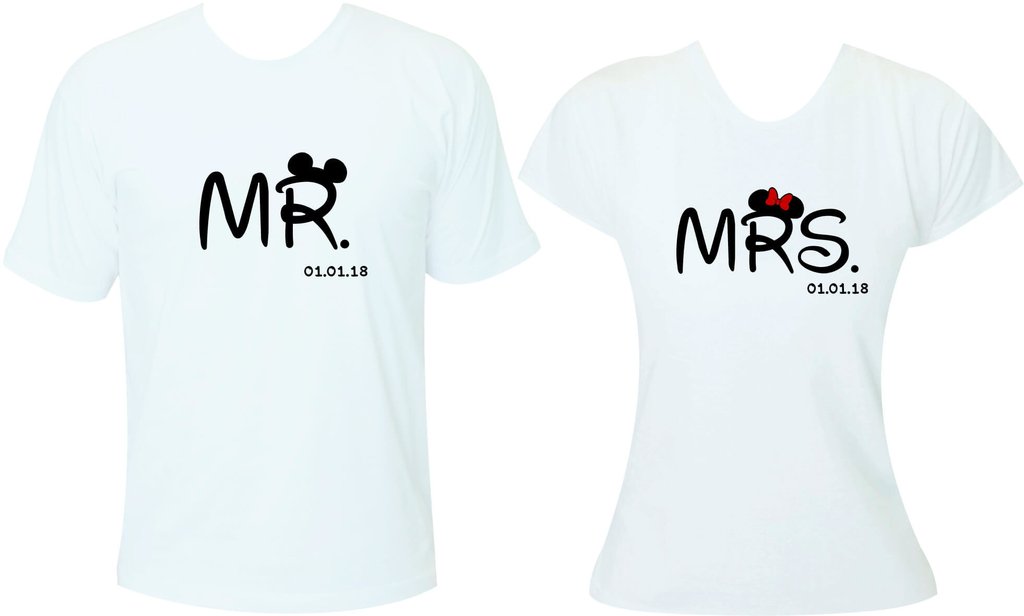 Camiseta Casal Namorado Mr e Mrs Mickey e Minnie