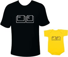 Camisetas Tal pai tal filho Ctrl C Ctrl V Teclas - Preta e amarela