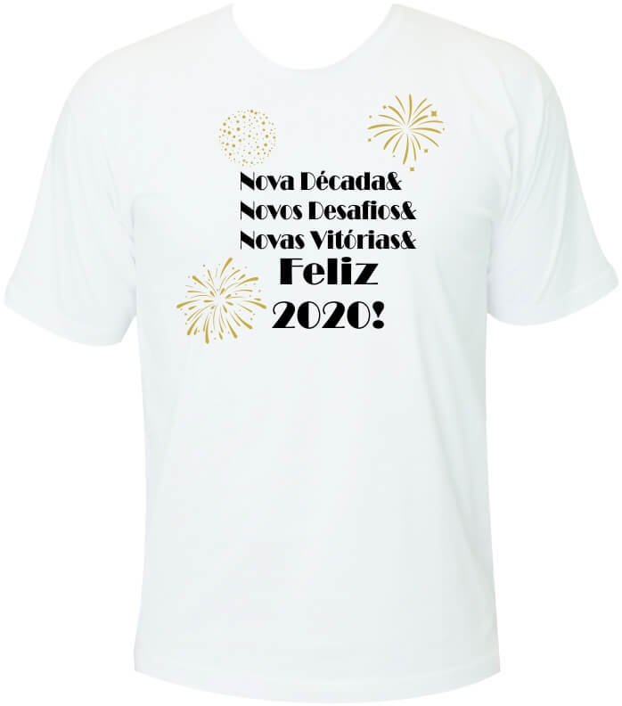 Camiseta Ano Novo - Nova década& Novos desafios& Novas Vitórias& Feliz 2020  - Fogos