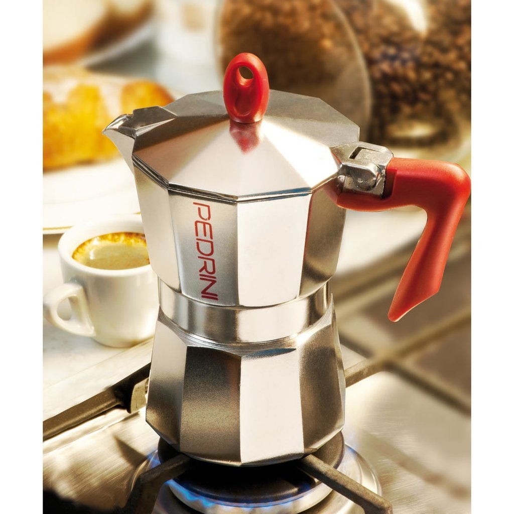 Cafetera Express Pedrini Plateada/Roja 9 Pocillos