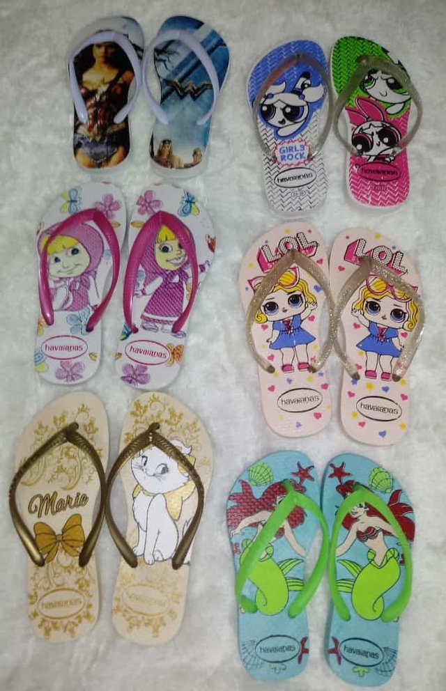 12 Prs Chinelo Havaianas Infantil Personalizada Feminino atacado revenda 25  de Março