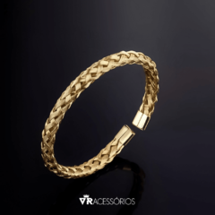 Bracelete Premium Trançado Gold em Aço Inoxidável - comprar online