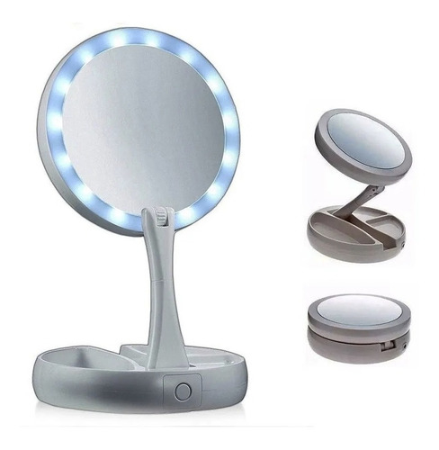 A WULEI Espejo cosmético con iluminación LED Espejo para maquillarse Giratorio a 360° Espejo Normal y con 7 aumentos 