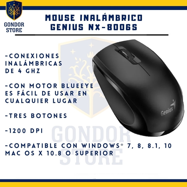 Mouse Inalámbrico Genius Nx-8006s Silencioso Wireless Usb