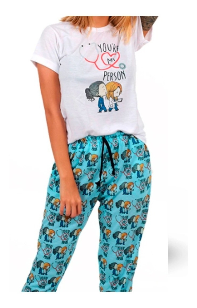Pijama Greys Anatomy Pantalon Y Remera Manga Corta Unisex