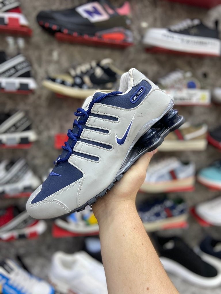 nike shox cinza azul
