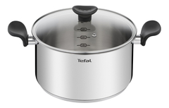 Olla 24 Cm Tefal Primary Acero Inoxidable Con Tapa De Vidrio