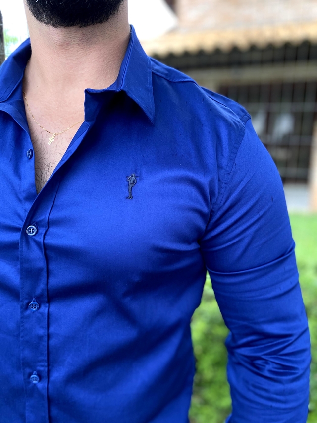 Camisa Social Slim Azul Royal - Zip Off - Kamarim Patos