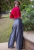 Calça Pantalona Recorte Talia Jeans na internet