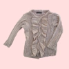 Saco manga larga tejido de lana con volado y guardas beige Akiabara - 3A