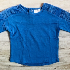 Remera manga larga de algodón azul Zara - 6-9M - comprar online
