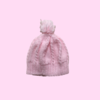 Gorro de lana finito rosa con pompon y ochos
