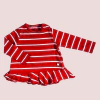 Remera manga larga de algodón rayada blanca y roja Little Akiabara - 6M