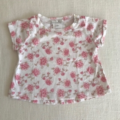 Remera manga corta de algodón floreada rosa y beige Baby Cottons - 3M - comprar online