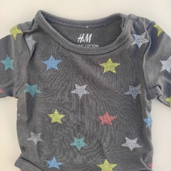Body manga larga de algodón gris con estrellas H&M - 0-1M - comprar online