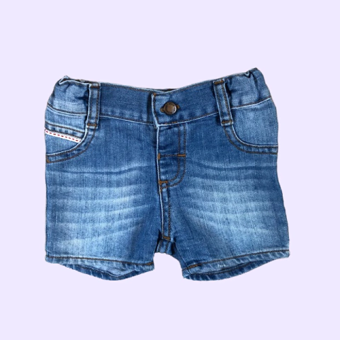 Bermuda de jean azul con cintura ajustable Mimo - 6-9M