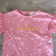 Remera manga corta de algodón rosa "Whatever" Zara - 6-9M - comprar online