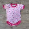 Body manga corta de algodón rosa y blanco rayado Naranjo - 6M