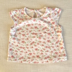 Remera manga corta de algodón blanco floreada con mariposas - 3M - comprar online