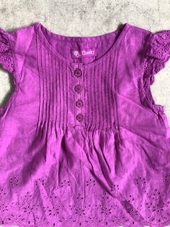 Vestido manga corta violeta con botones Cheeky - 9-12M - comprar online