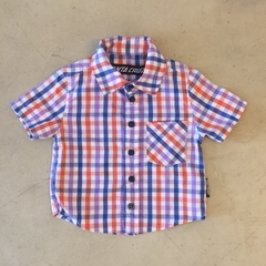 Camisa manga corta cuadrille azul, naranja y blanco Santa Cruz - 12M