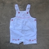 Jardinero con bordados blanco y rosa Baby Cottons - 6M