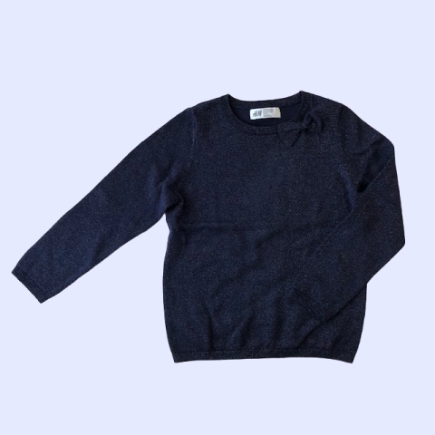 Sweater de hilo de algodón azul brilloso H&M - 4-6A