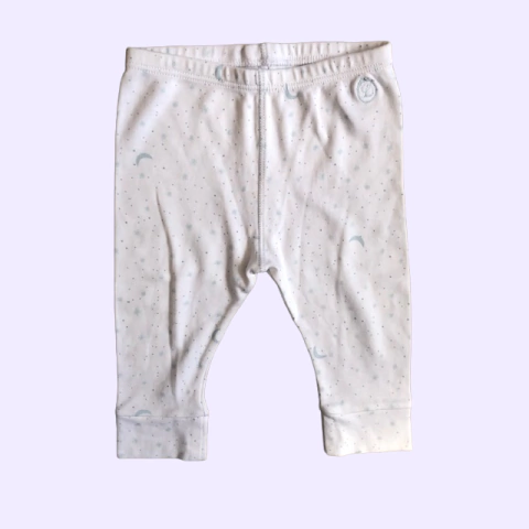 Pantalón de algodón blanco con estrellitas Little Akiabara - 6M
