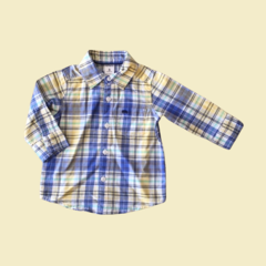 Camisa manga larga cuadrille azul, blanco y amarillo Carter´s - 6M