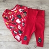 Conjunto de algodón body y calza rojo "Navidad" H&M *NUEVO* - 2-4M