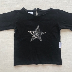 Remera manga larga de algodón negra con estrella Anavana - 6M - comprar online