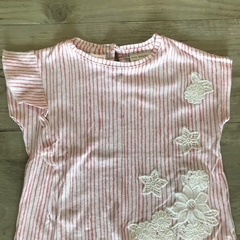 Remera manga corta de algodón rayada blanco y rosa Zara - 6-9M - comprar online
