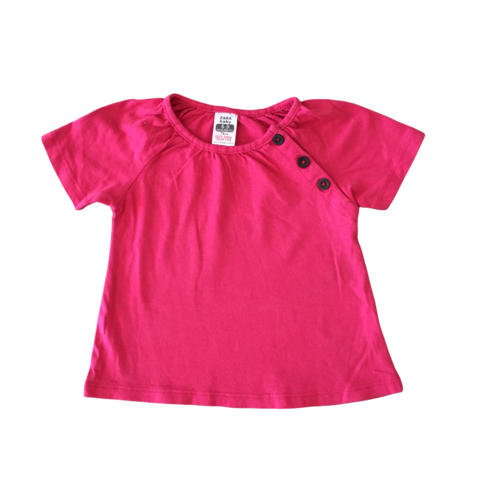 Remera manga corta de algodón rosa con botones Zara - 6-9M