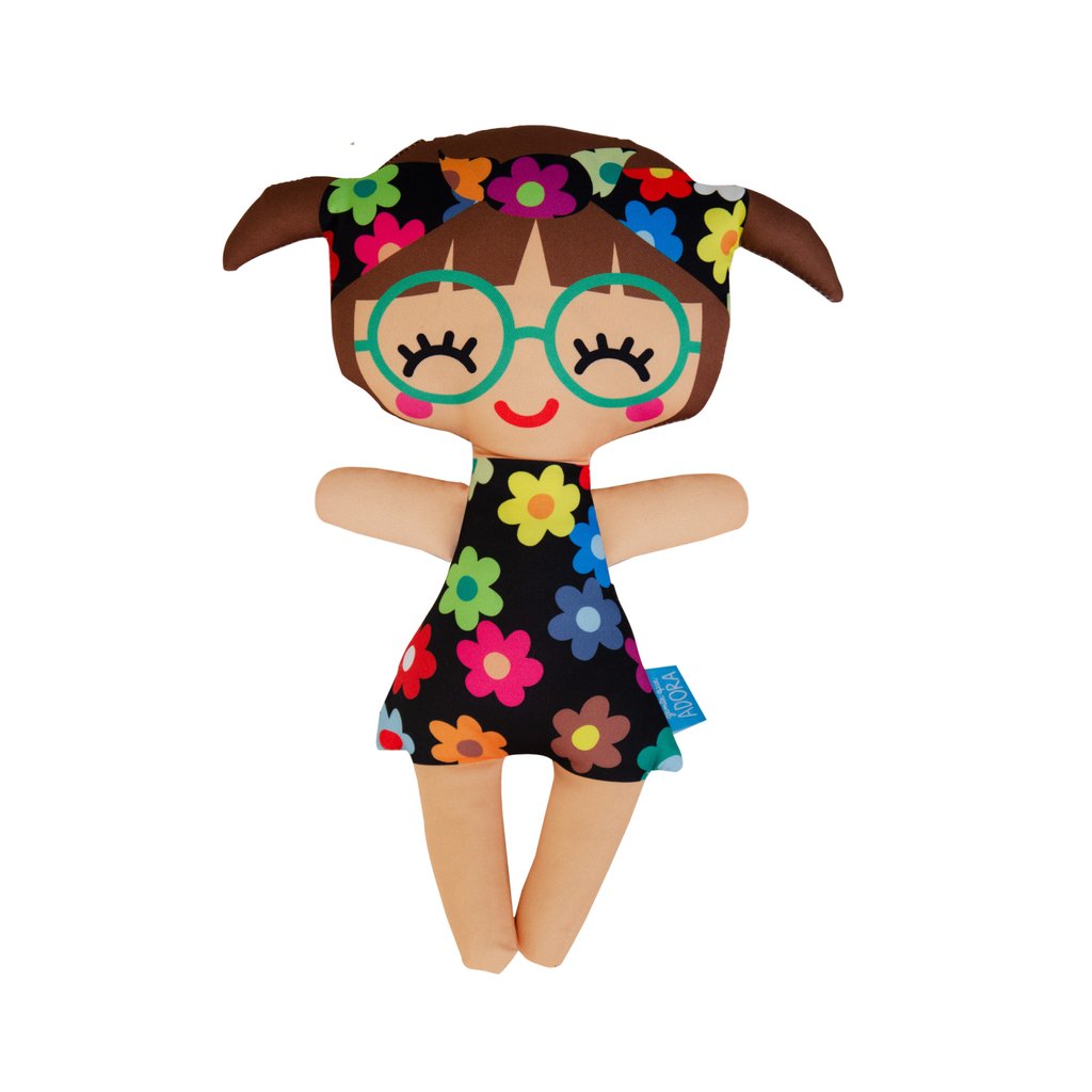 Boneca de Oculos  Adora - roupa de cama infantil e bonecas de pano