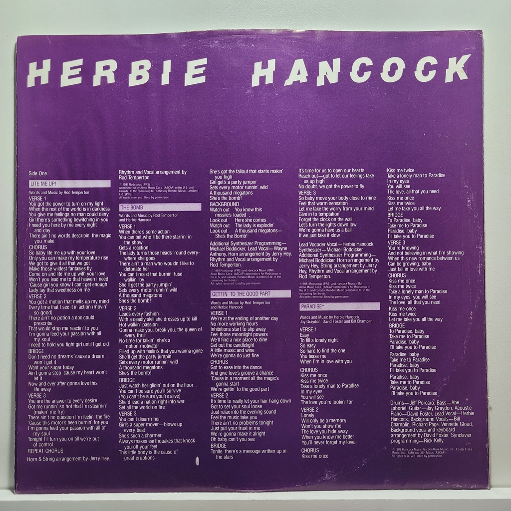 lp Herbie Hancock Lite Me Up - Made in Quebrada Discos