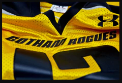 THE DARK KNIGHT RISES X UNDER ARMOUR - GOTHAM ROGUES COLLECTION - GOTHAM  ROGUES 12 FOOTBALL JERSEY STITCH SEWN MD