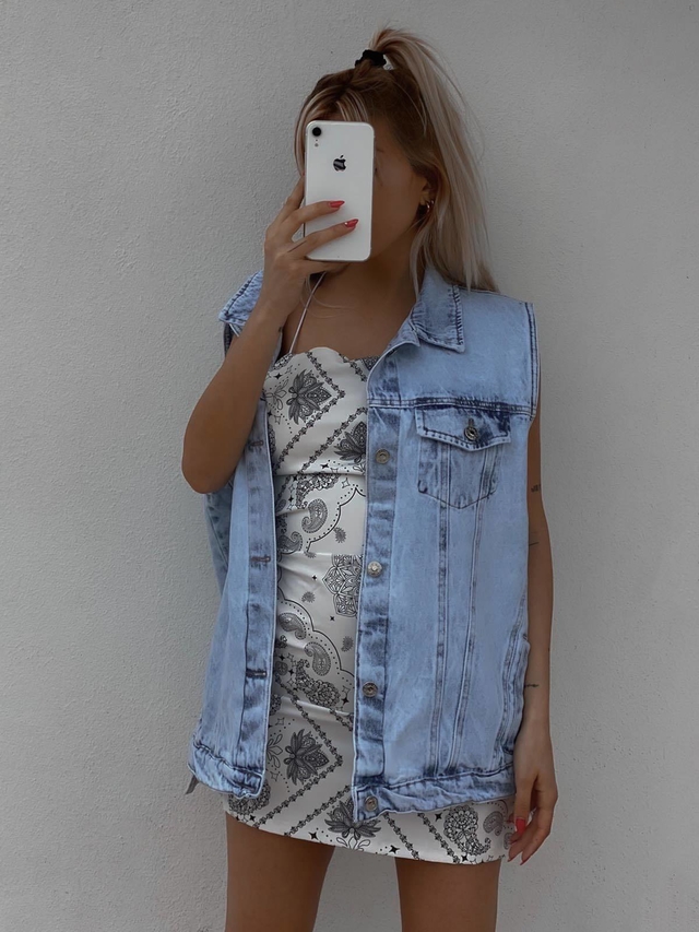 outfit con chaleco jean OFF 71% |